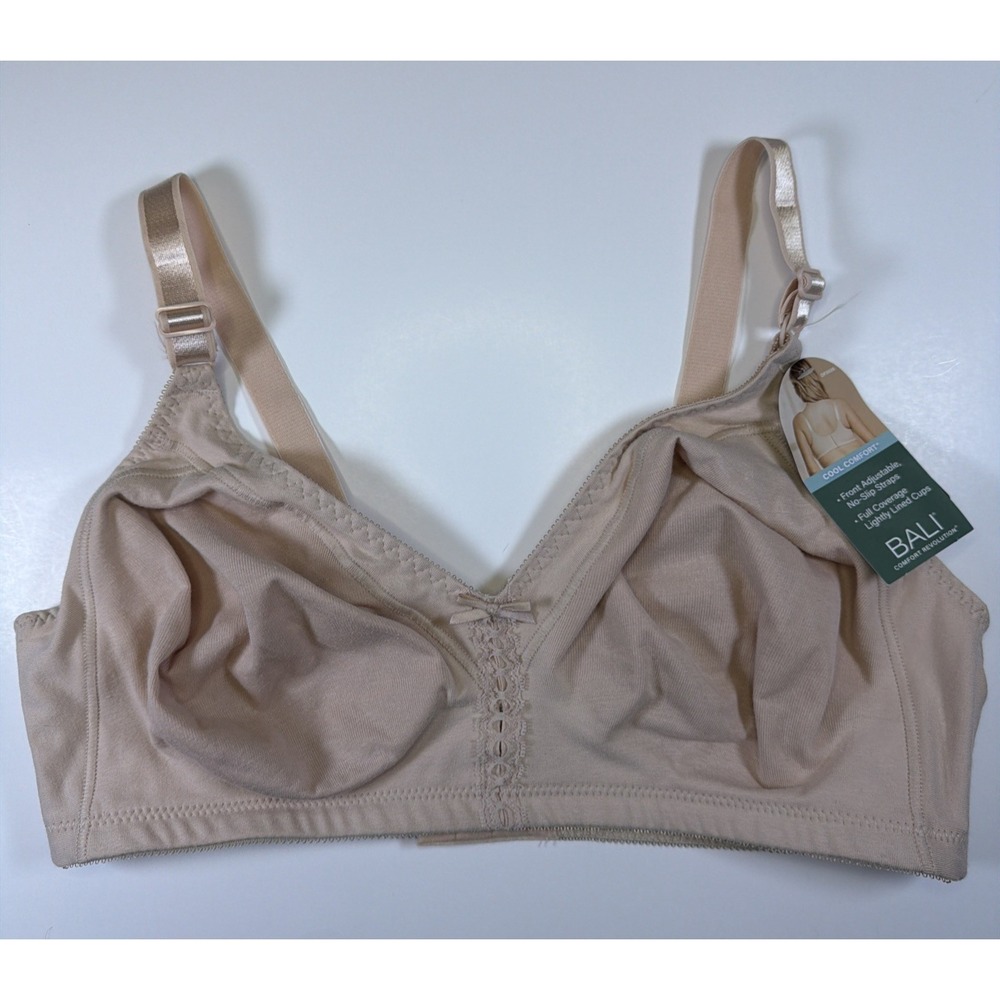 Bali Classic Support Wire-Free Bra 42C Nude DF3036 Cool Comfort Cotton Blend NWT